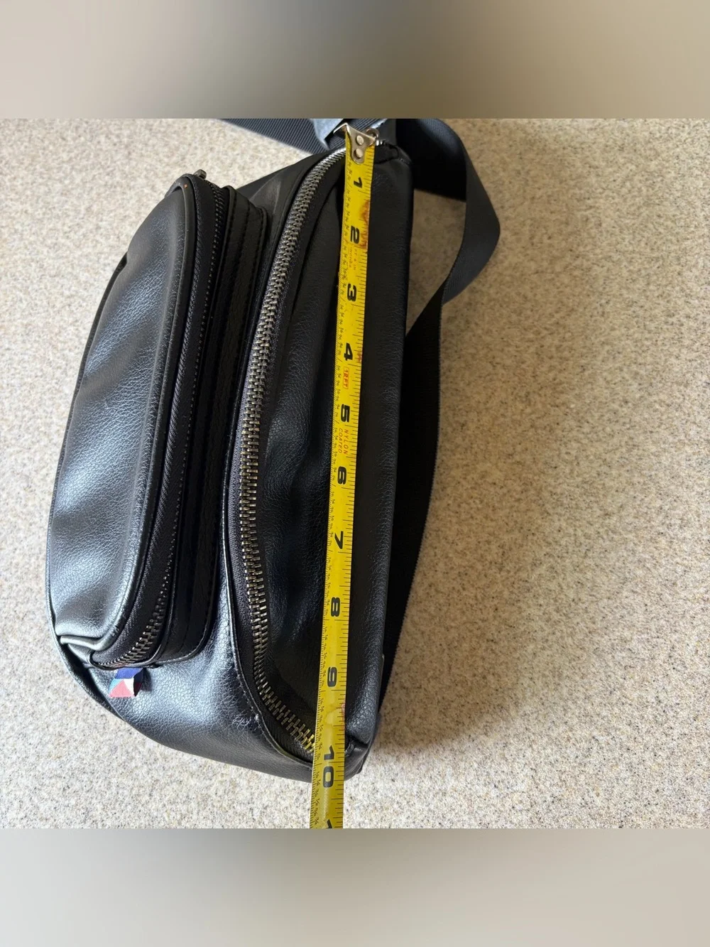 Kibou Diaper Bag Fanny Pack Black Vegan Leather Changing Pad 4 Pockets